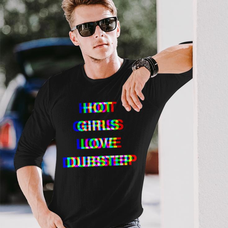 グリッチ ダブステップ レイブ ホットガールズラブデザイン 長袖Tシャツ 彼への贈り物