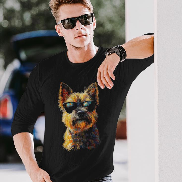 ケアンテリア 犬 ペット アートワーク サングラス ケアンテリア 長袖Tシャツ 彼への贈り物