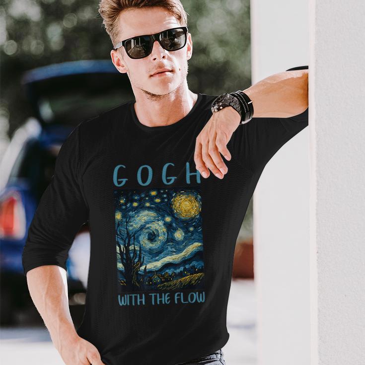 ゴッホ ゴッホ 流れる星月夜 美術史 駄洒落ユーモア 長袖Tシャツ 彼への贈り物