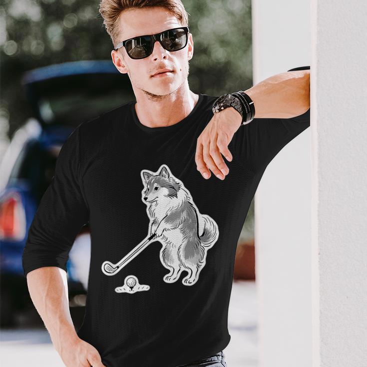 ゴルフ シェットランドシープドッグ シェルティ グッズ おもしろ 犬 面白い 笑える 和風 長袖Tシャツ 彼への贈り物