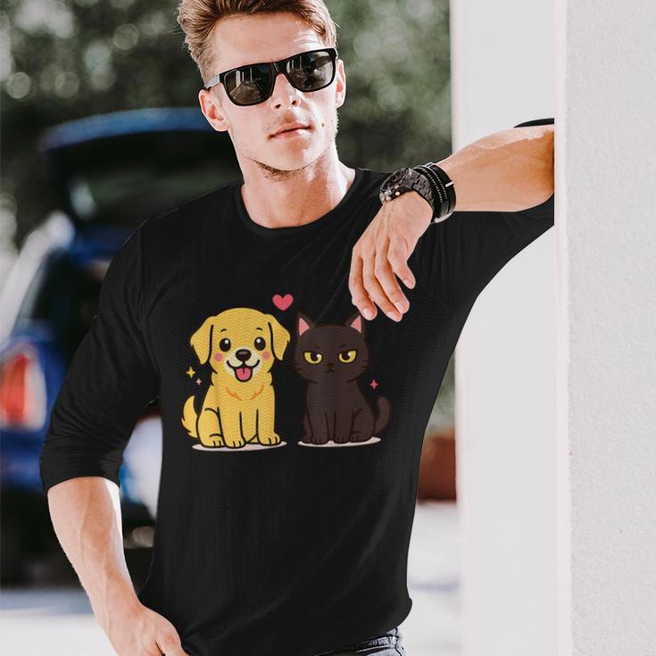 ゴールデンレトリバー ボーイフレンド 黒猫 Gf 面白い カップルギフト 長袖Tシャツ 彼への贈り物