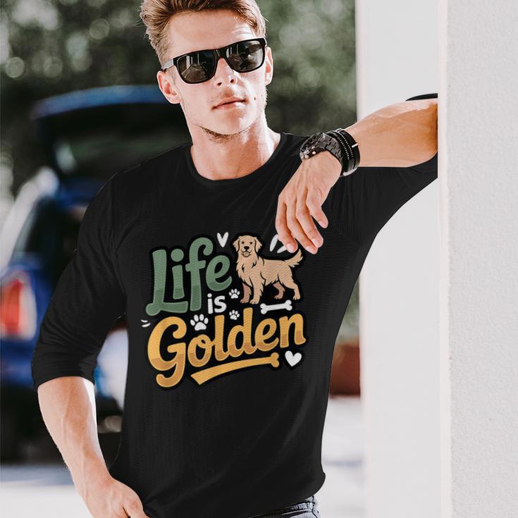 ゴールデンレトリバー 恋人 人生はゴールデンレトリバー 長袖Tシャツ 彼への贈り物