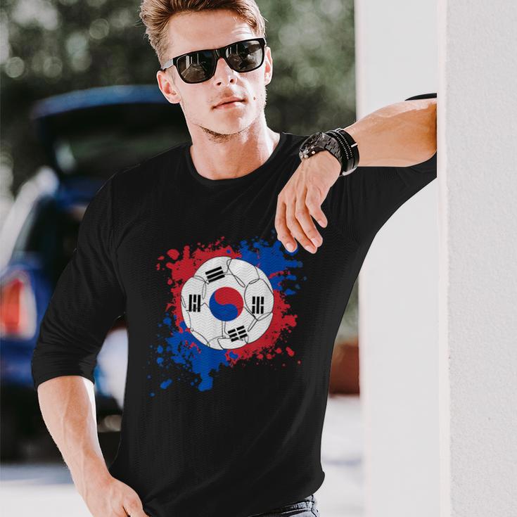 サッカーボール 韓国国旗付き 長袖Tシャツ 彼への贈り物