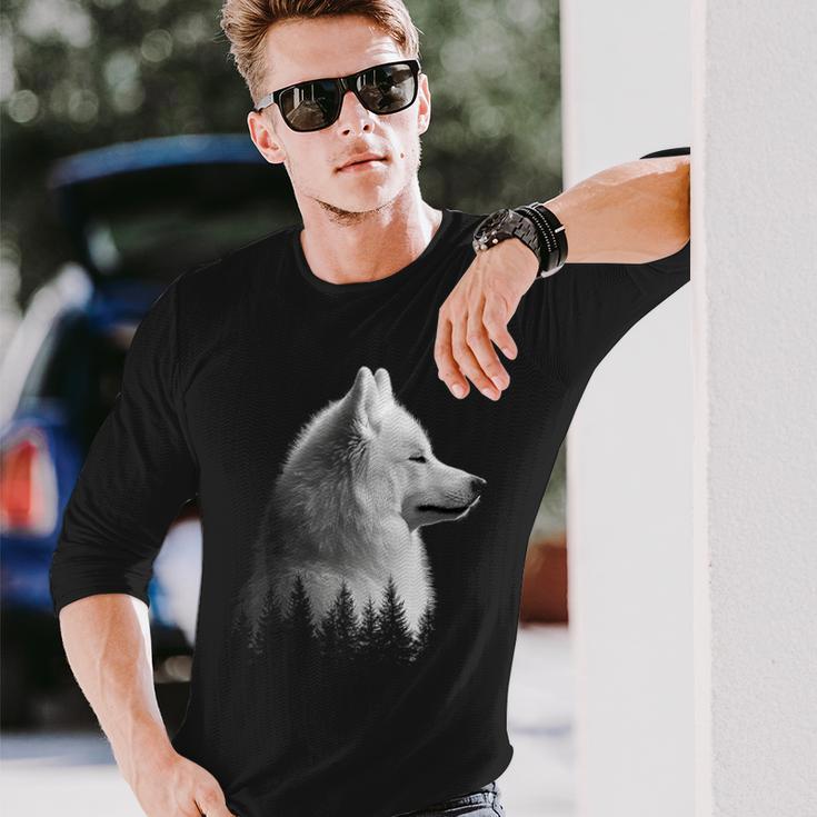 サモエド 犬 グラフィック ペット イラスト サモエド 長袖Tシャツ 彼への贈り物