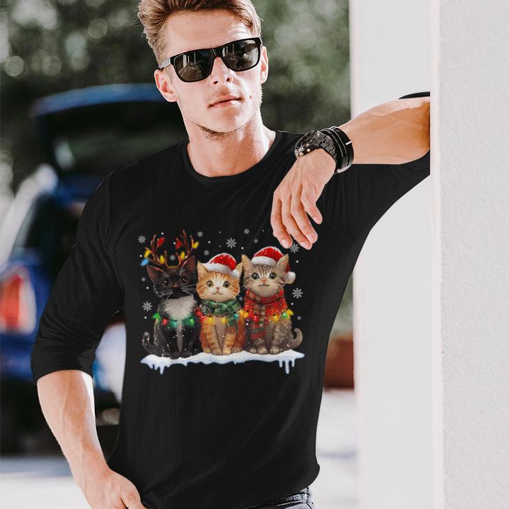 サンタ 猫 ライト トナカイ クリスマス 猫 恋人 パジャマ 長袖Tシャツ 彼への贈り物