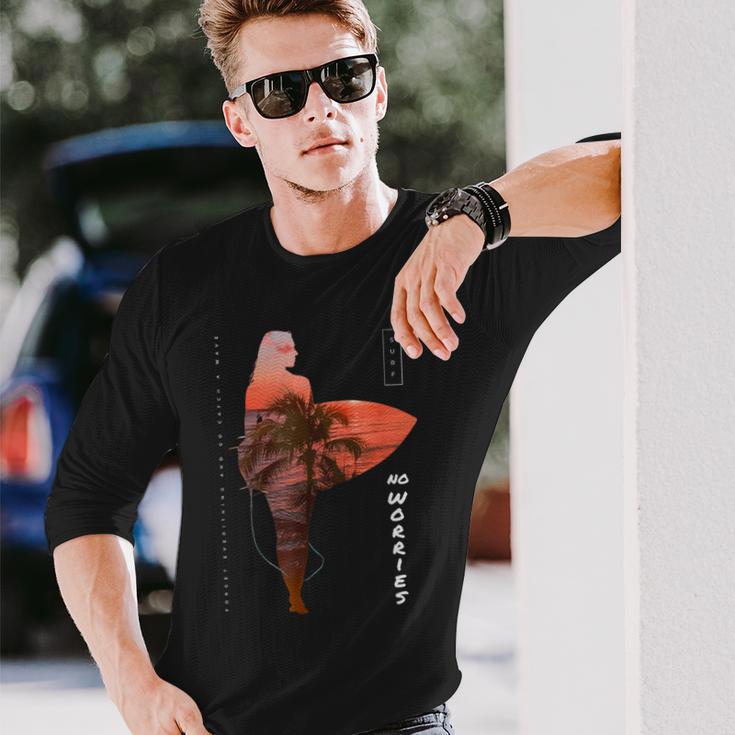 サーファーガール カリフォルニア サンセット ビーチ サーフガール 長袖Tシャツ 彼への贈り物