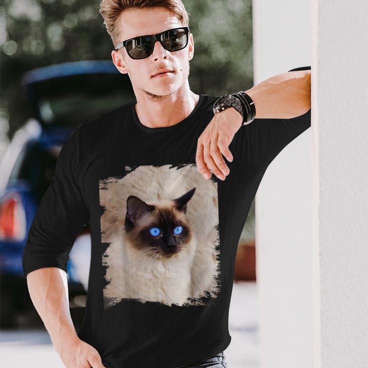 シャムの子猫の頭の顔 長袖Tシャツ 彼への贈り物