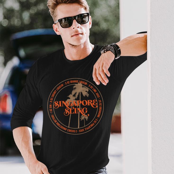 シンガポールスリングレシピ バーテンダーのお気に入り トロピカルドリンク 長袖Tシャツ 彼への贈り物