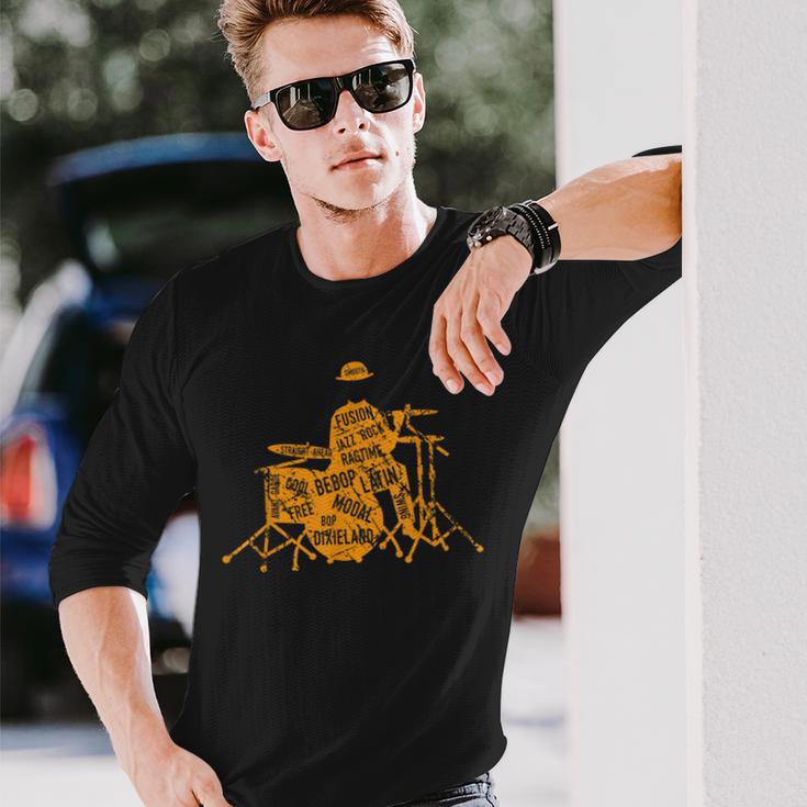ジャズジャンル付きジャズドラマーtシャツ 長袖Tシャツ 彼への贈り物