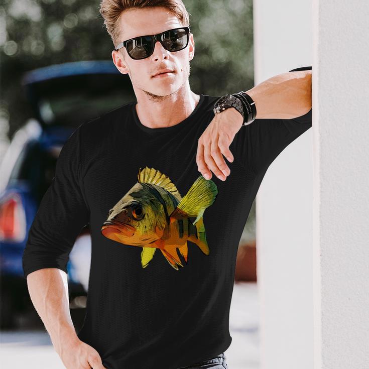スズキ魚グラフィック デザイン海海洋動物 長袖Tシャツ 彼への贈り物