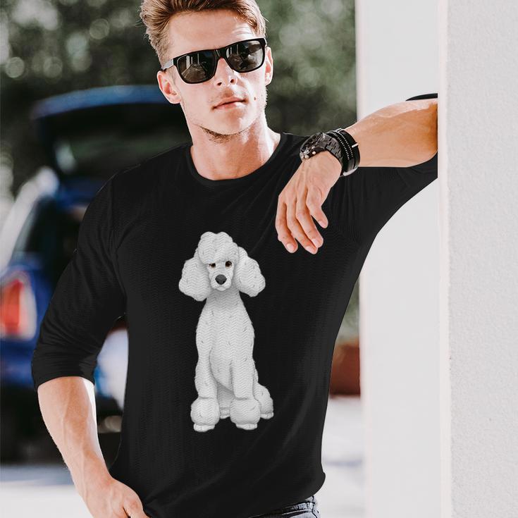ホワイト スタンダード プードル ドッグ 長袖Tシャツ 彼への贈り物