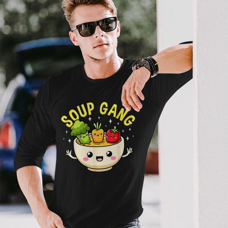 スープギャング かわいい 野菜 ボウル入り かわいい 料理 楽しい 長袖Tシャツ 彼への贈り物