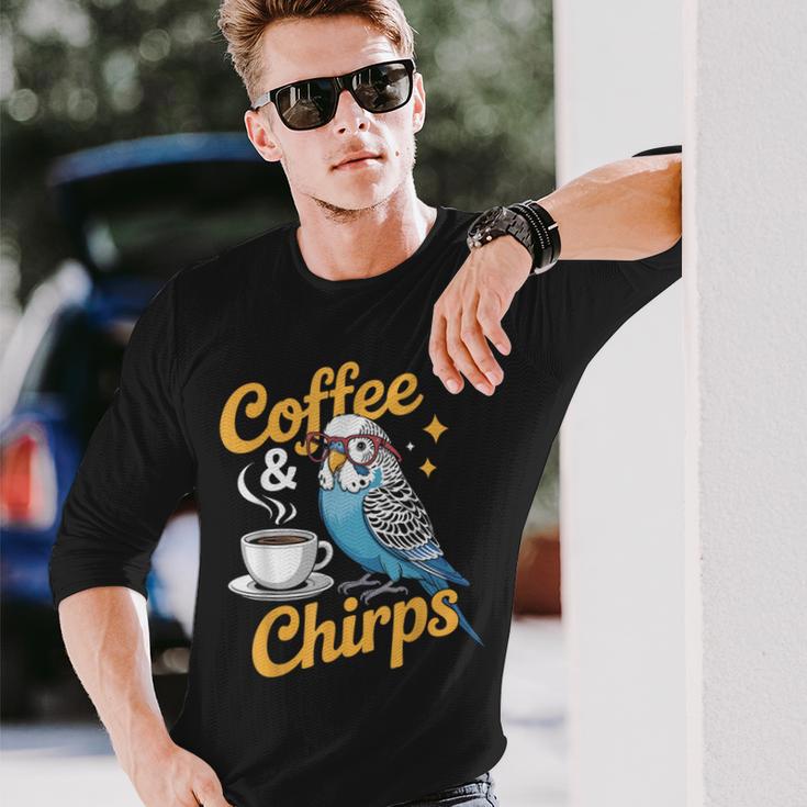 セキセイインコ コーヒー チャープス セキセイインコ 長袖Tシャツ 彼への贈り物