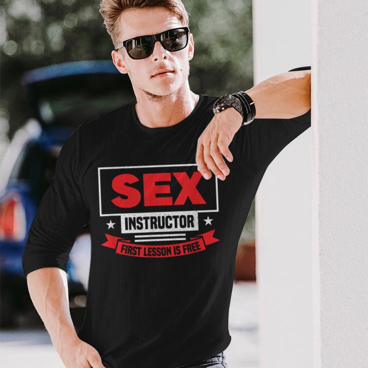 セックスインストラクター初レッスンは無料です-面白いバチェロレッテ 長袖Tシャツ 彼への贈り物