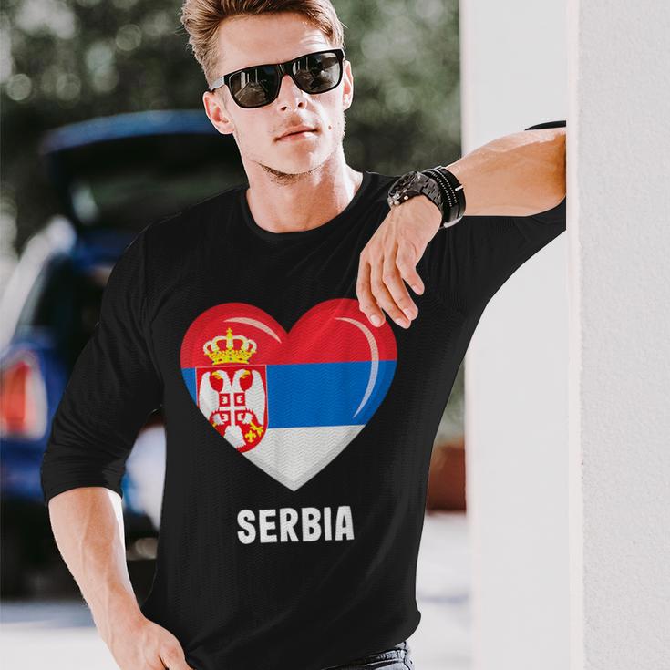 セルビア国旗シャツ 長袖Tシャツ 彼への贈り物