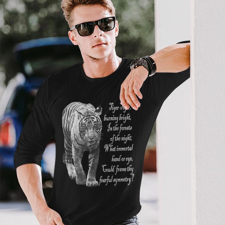 タイガー 白黒 ウィリアムブレイクの詩 長袖Tシャツ 彼への贈り物