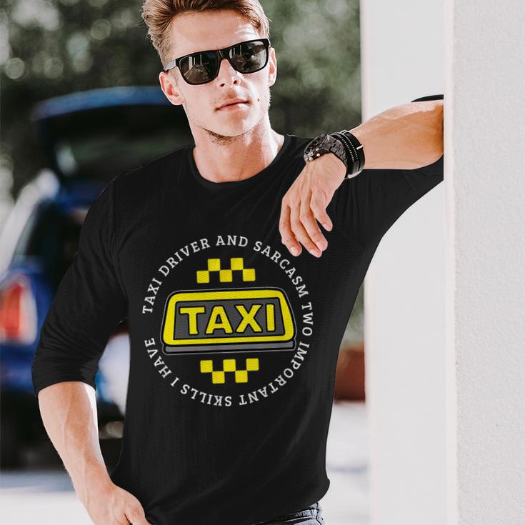 タクシードライバーと皮肉キャブ運転 面白いタクシードライバー 長袖Tシャツ 彼への贈り物