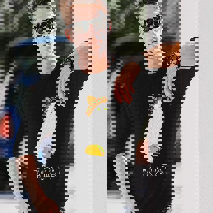 タコキャット-楽しい猫の回文 長袖Tシャツ 彼への贈り物