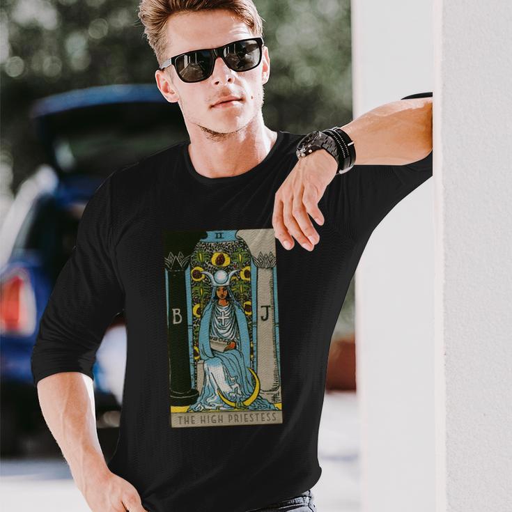 タロットカード The High Priestess ビンテージカード2 長袖tシャツ 長袖Tシャツ 彼への贈り物
