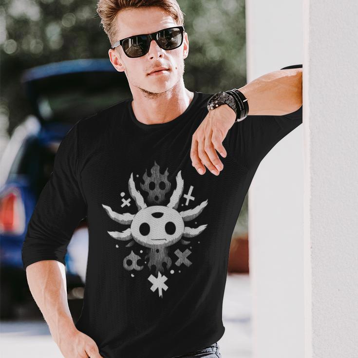 ダークオカルト アホロートル ゴシック クロス グランジ イラスト 長袖Tシャツ 彼への贈り物