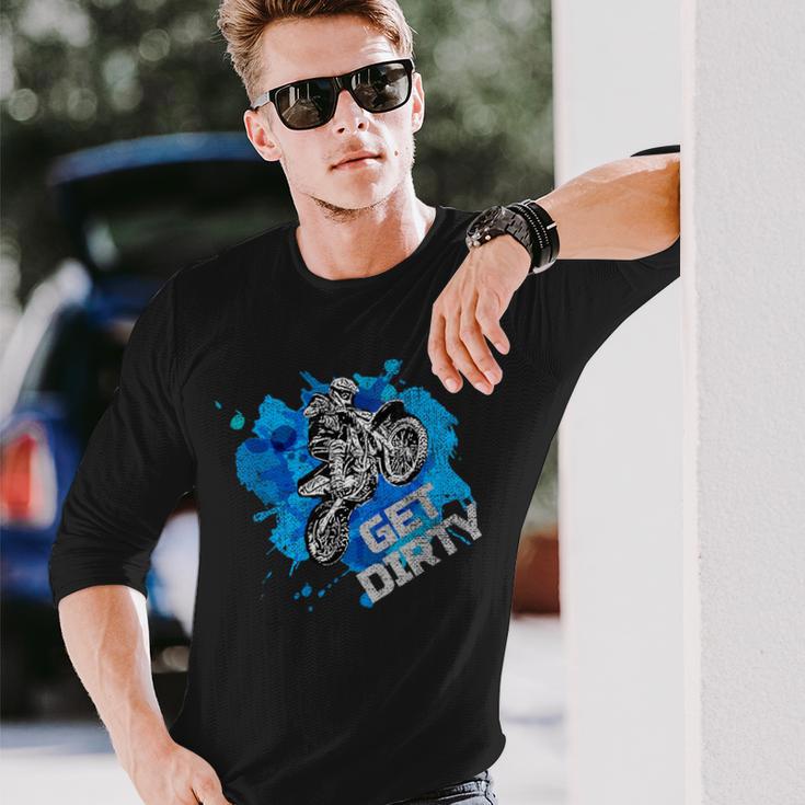 ダーティオフロードバイクダートバイクオートバイマッドスポーツを入手 長袖Tシャツ 彼への贈り物