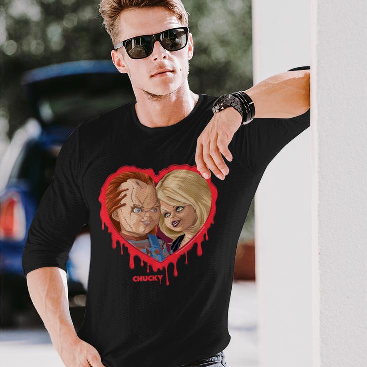 チャッキー＆ティファニーブリーディングハート 長袖Tシャツ 彼への贈り物