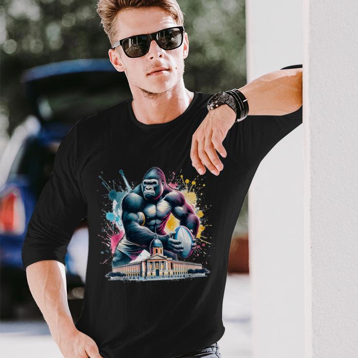トゥールーズラグビー水彩 長袖Tシャツ 彼への贈り物