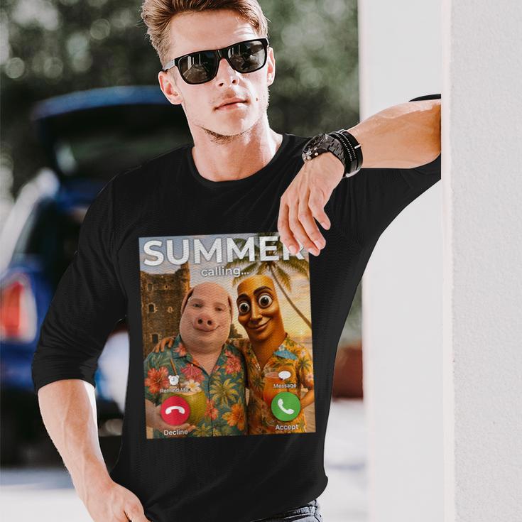 トロピカル ビーチ 夏 ミーム ジョーク トゥン サフール ジョン ポーク 面白い 長袖Tシャツ 彼への贈り物
