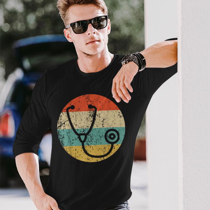 ドクター・ナースヴィンテージレトロ聴診器 長袖Tシャツ 彼への贈り物