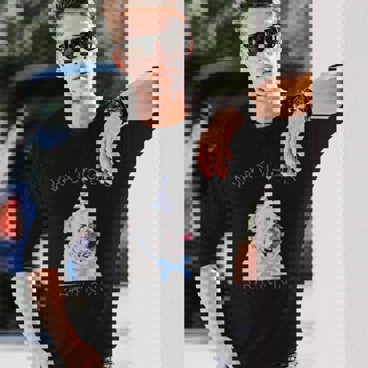 ニューオーリンズ 面白い犬の着用パーティーハット付き 長袖Tシャツ 彼への贈り物