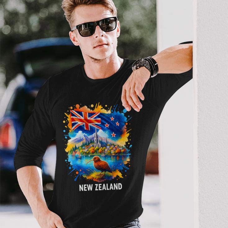 ニュージーランド国旗 旅行 お土産 ニュージーランド人 Nz キウイバード 長袖tシャツ 長袖Tシャツ 彼への贈り物