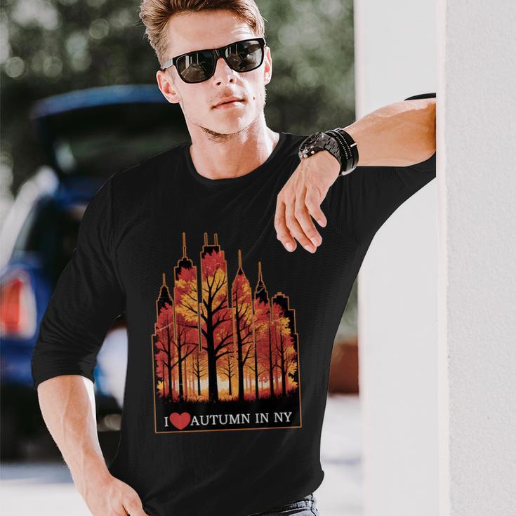ニューヨーク市の秋が大好き 長袖Tシャツ 彼への贈り物