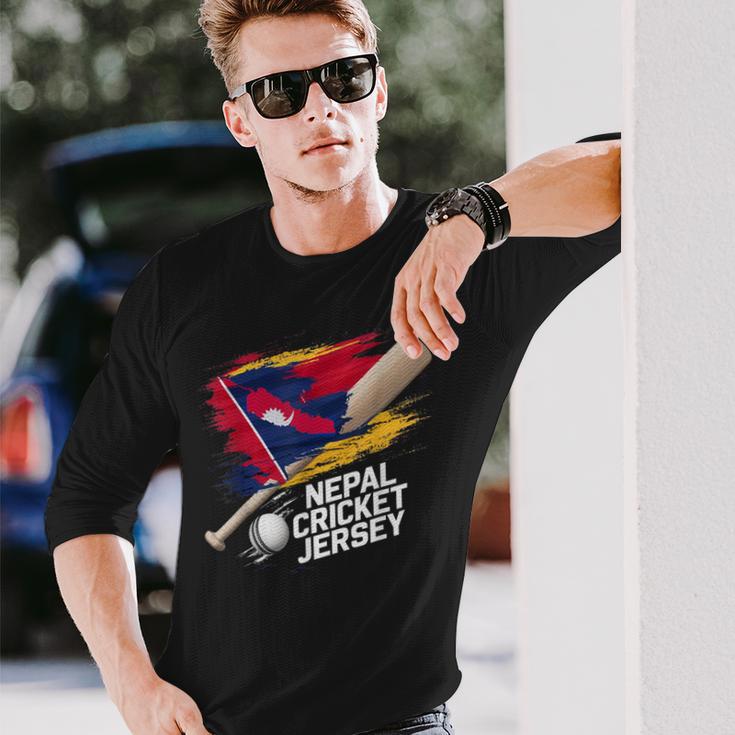 ネパール クリケットジャージ 2024 ネパールのクリケットフラッグ 長袖Tシャツ 彼への贈り物