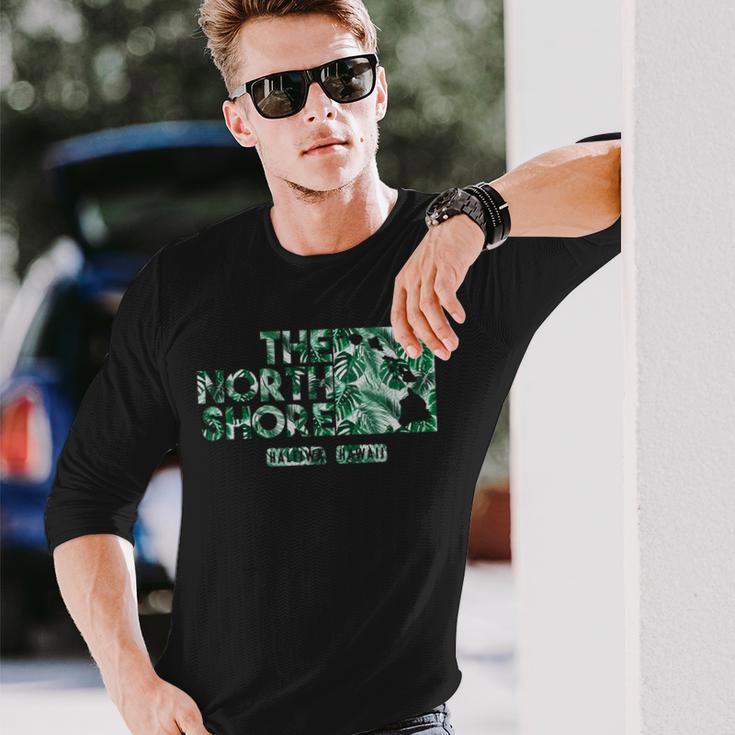 ノースショア ハワイ モンステラリーフ 長袖Tシャツ 彼への贈り物