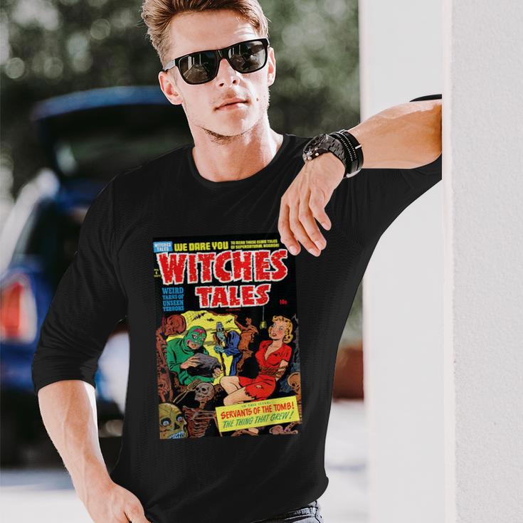 ハロウィン ホラー ヴィンテージ 魔女 コミックブック レトロ 怖い 面白い 長袖Tシャツ 彼への贈り物