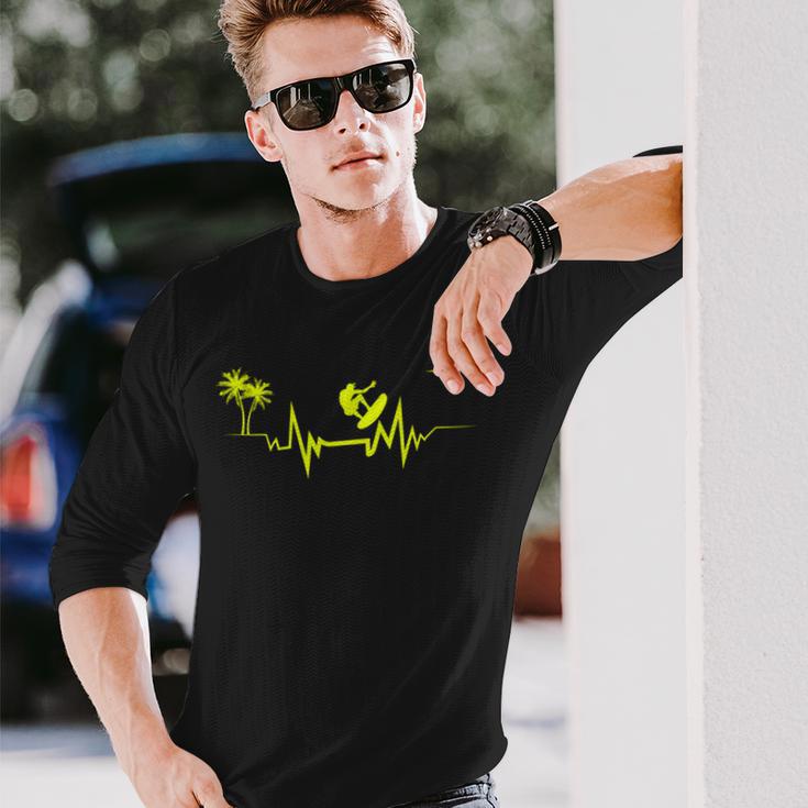ハワイサーファーのためのサーフハートビートクールウェーブ 長袖tシャツ 長袖Tシャツ 彼への贈り物