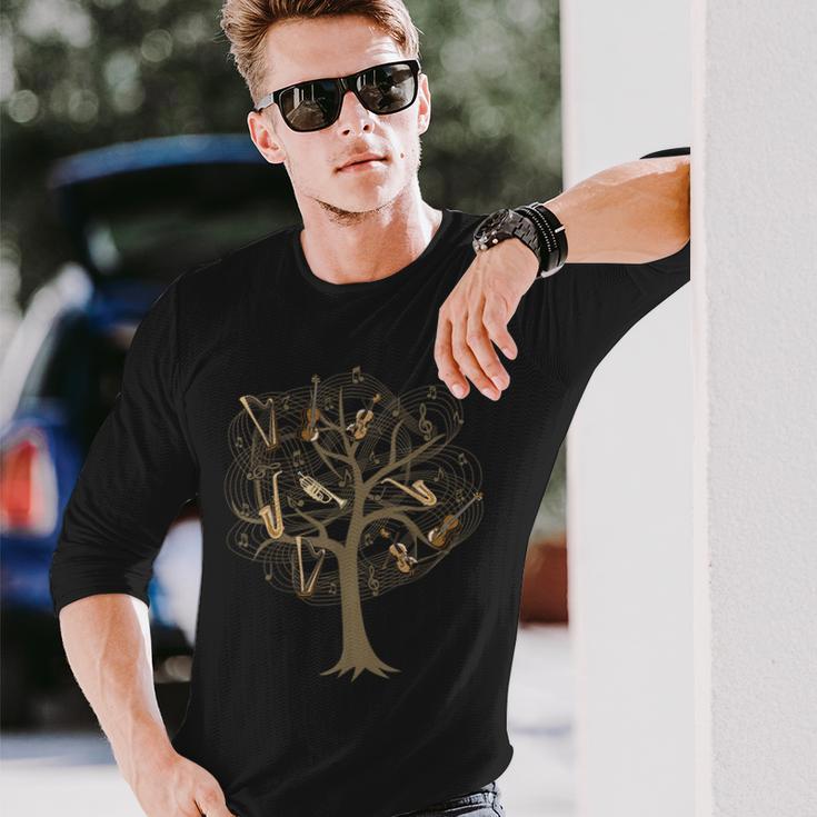 バイオリン チェロトランペット サクソフォン ハープミュージシャン用 木 長袖Tシャツ 彼への贈り物