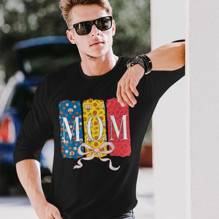 バスケットボールママコケットボウバスケットボールボール柄母の日 長袖Tシャツ 彼への贈り物