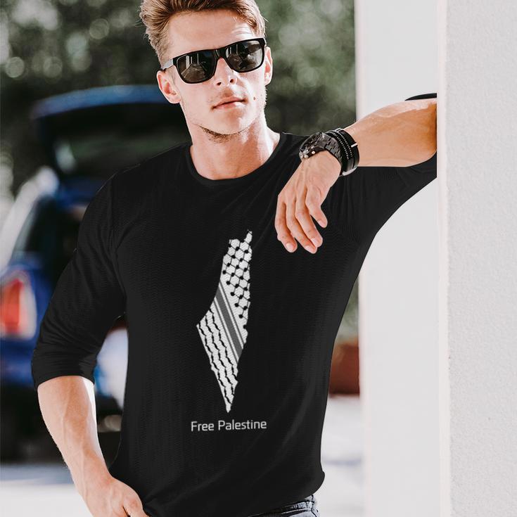 パレスチナのケフィエ地図、パレスチナ、フリーパレスチナ 長袖tシャツ 長袖Tシャツ 彼への贈り物