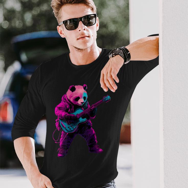 パンダプレイギター 長袖Tシャツ 彼への贈り物
