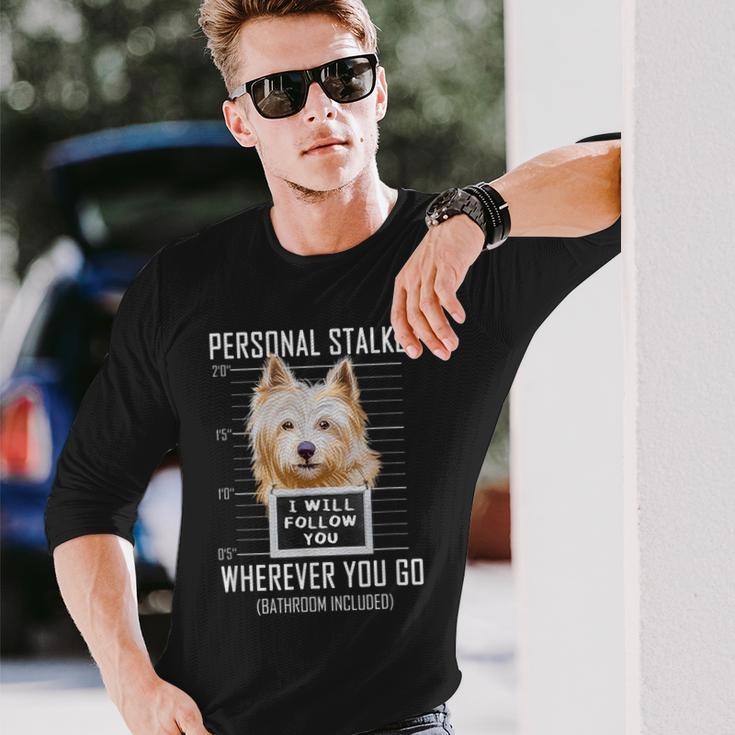 パーソナルストーカー犬ノーリッチテリア私はあなたに従います Norwich Terrier Dog 長袖Tシャツ 彼への贈り物