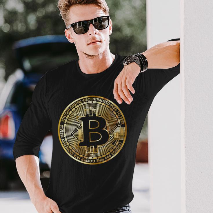 ビットコインbtcコイン暗号トレーダーBitcoinフューチャーフリーダムギフト 長袖Tシャツ 彼への贈り物