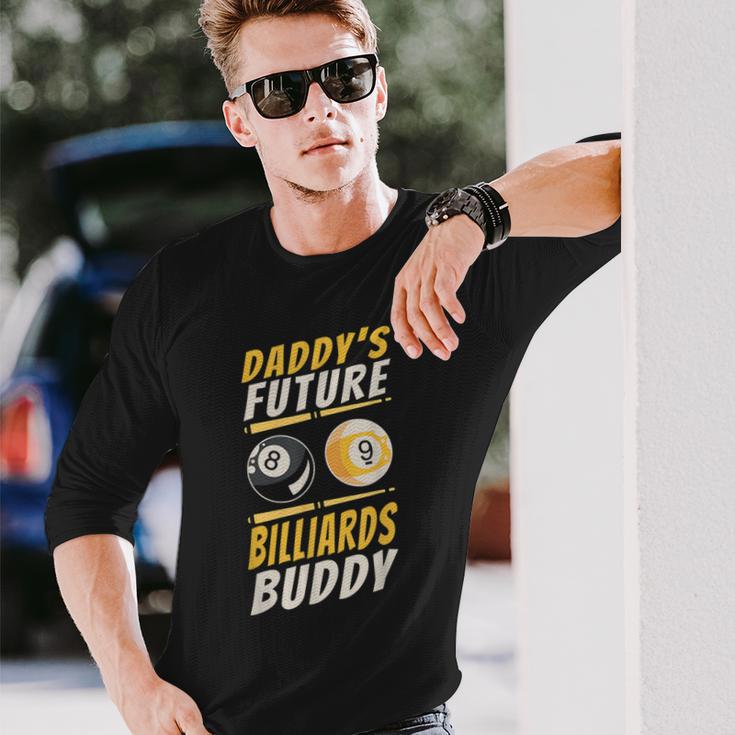 ビリヤード プールプレーヤーボール お父さん 息子 ヴィンテージ 8ボール 9ボール 長袖Tシャツ 彼への贈り物