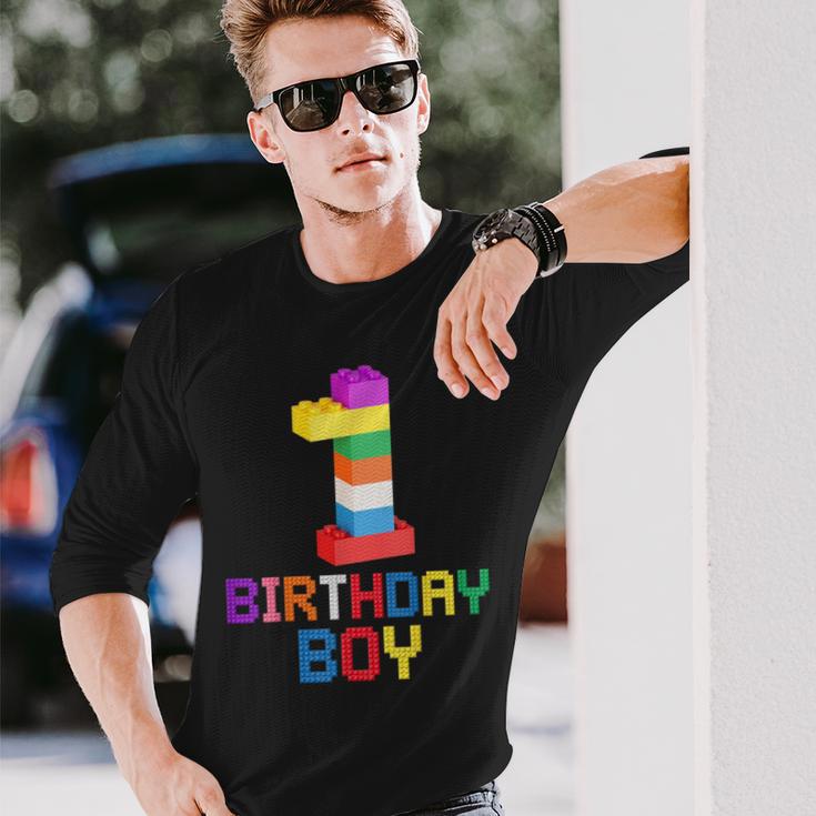 ビルディング・ブリックス 1歳のバースデー・ボーイ 1 1年目マスター・ビルダー 長袖Tシャツ 彼への贈り物