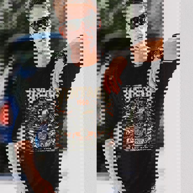 ビンテージ 1960 1960年生まれ 64歳の誕生日 バイクバイカー 長袖tシャツ 長袖Tシャツ 彼への贈り物