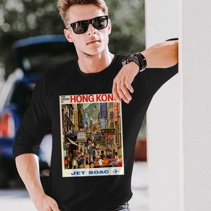 ビンテージポスター 香港レトロtシャツ 長袖Tシャツ 彼への贈り物