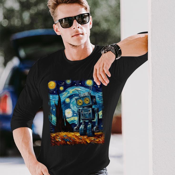 ビンテージロボットアート ゴッホ おもちゃ ロボットビルダー ロボティクス 長袖tシャツ 長袖Tシャツ 彼への贈り物