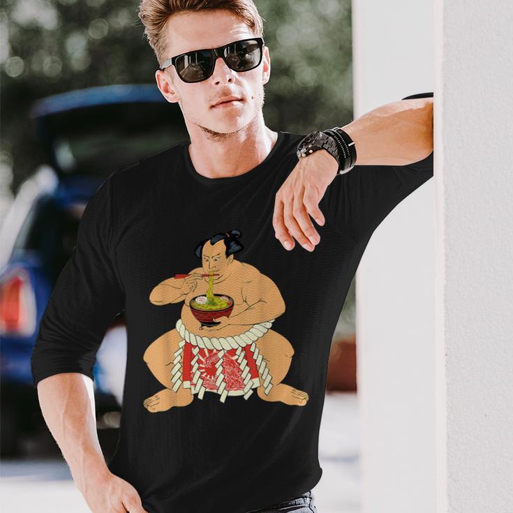 ビンテージ相撲力士 Eat ラーメン ヌードル アニメ 日本語 長袖Tシャツ 彼への贈り物