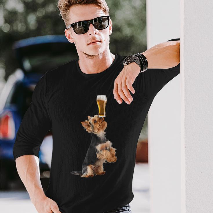 ビールヨークシャーテリア 長袖Tシャツ 彼への贈り物