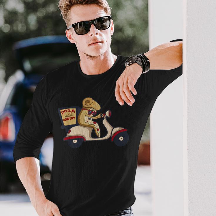 ピザデリバリースクーター イタリア料理 レディース メンズ 長袖Tシャツ 彼への贈り物
